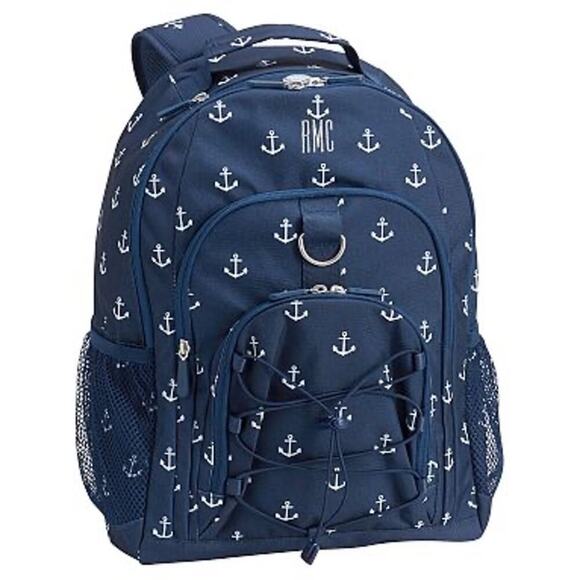 Pottery Barn Teen Gear-Up Navy Anchor Backpack Embroidered Reese - Picture 2 of 11